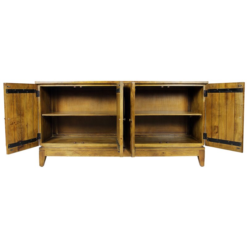 Redondo Hugh Solid Wood 4 Door Sideboard with Carved Doors in Natural
