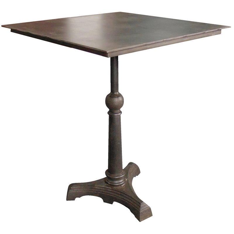 Nina Cast Iron Square Bistro Table in a Modern Brown Finish on Metal