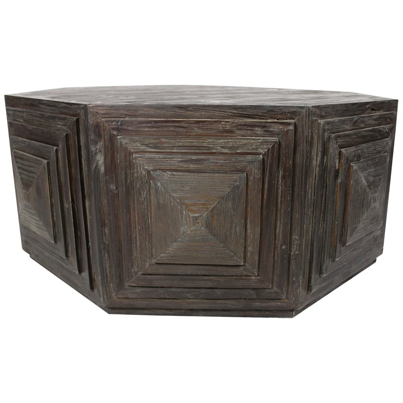 Morris Reclaimed Pine Solid Wood Cocktail Table with in Antique Brown