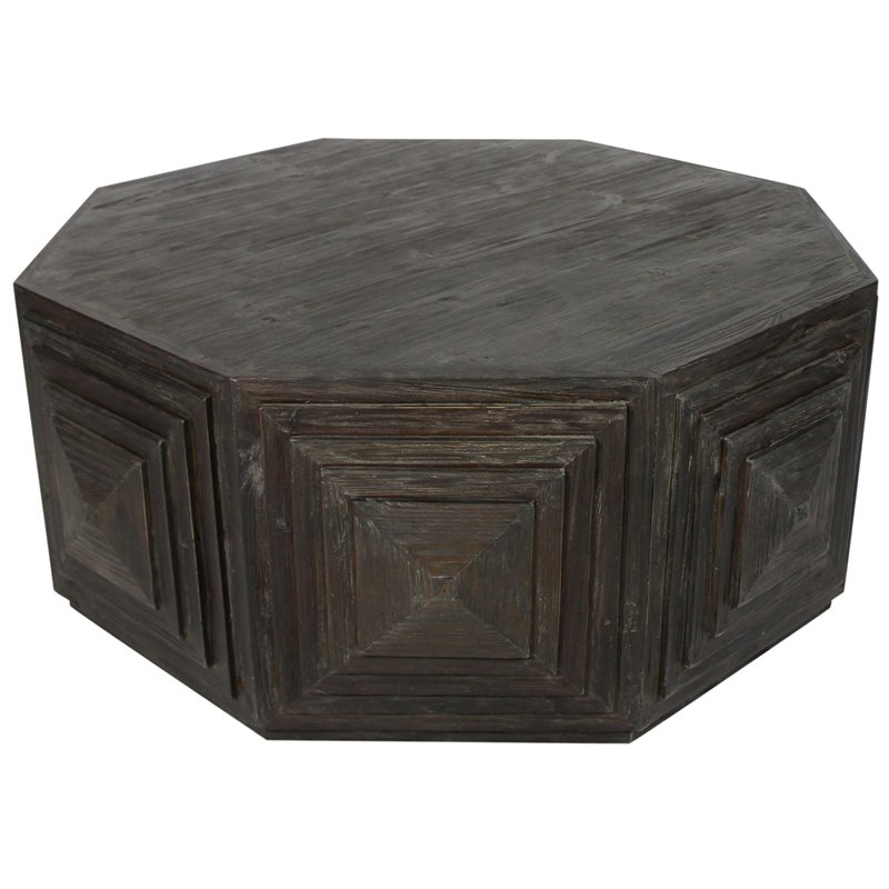 Morris Reclaimed Pine Solid Wood Cocktail Table with in Antique Brown