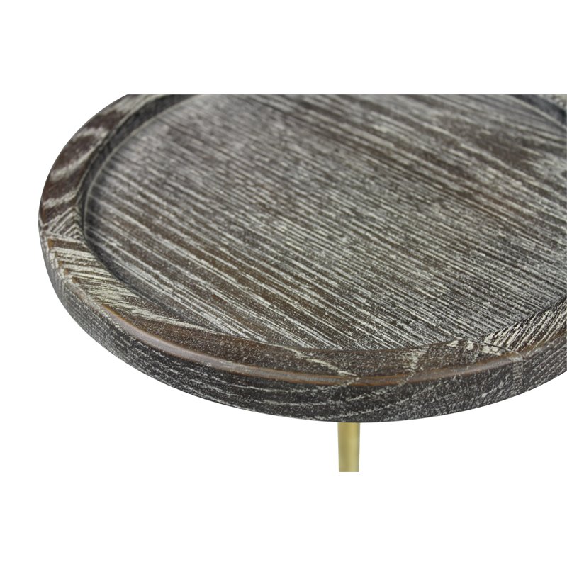 Aliso Tipton Solid Wood End Table with Steel and Marble Base in Brown - 26