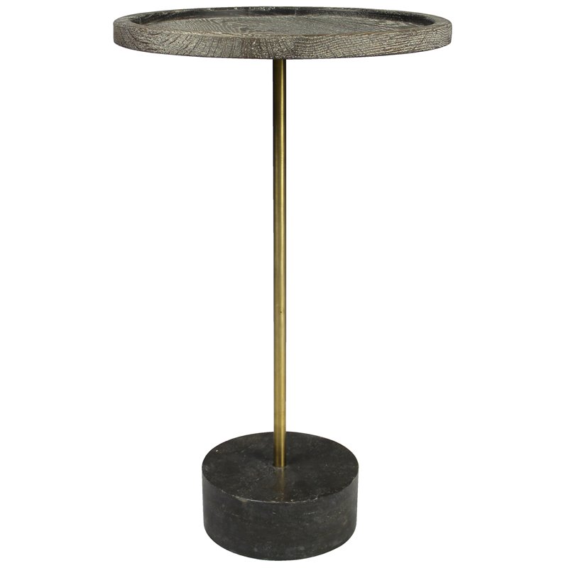 Aliso Tipton Solid Wood End Table with Steel and Marble Base in Brown - 26