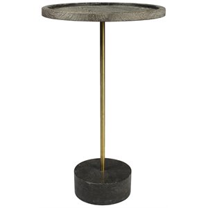 Aliso Tipton Solid Wood End Table with Steel and Marble Base in Brown - 26&quot