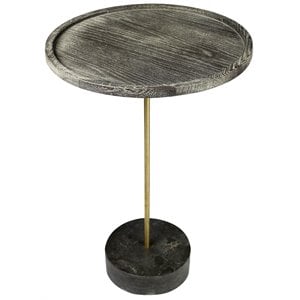 Aliso Tipton Solid Wood End Table with Steel and Marble Base in Brown - 30&quot