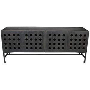 Aliso Becca Reclaimed Pine Wood 4 Door Sideboard on Cast Iron Base in Black