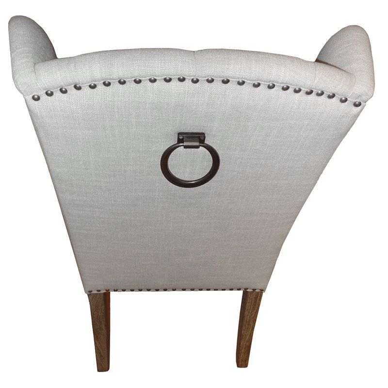 Moreau Tufted High Back Chair Upholstered in Linen Fabric in Ivory