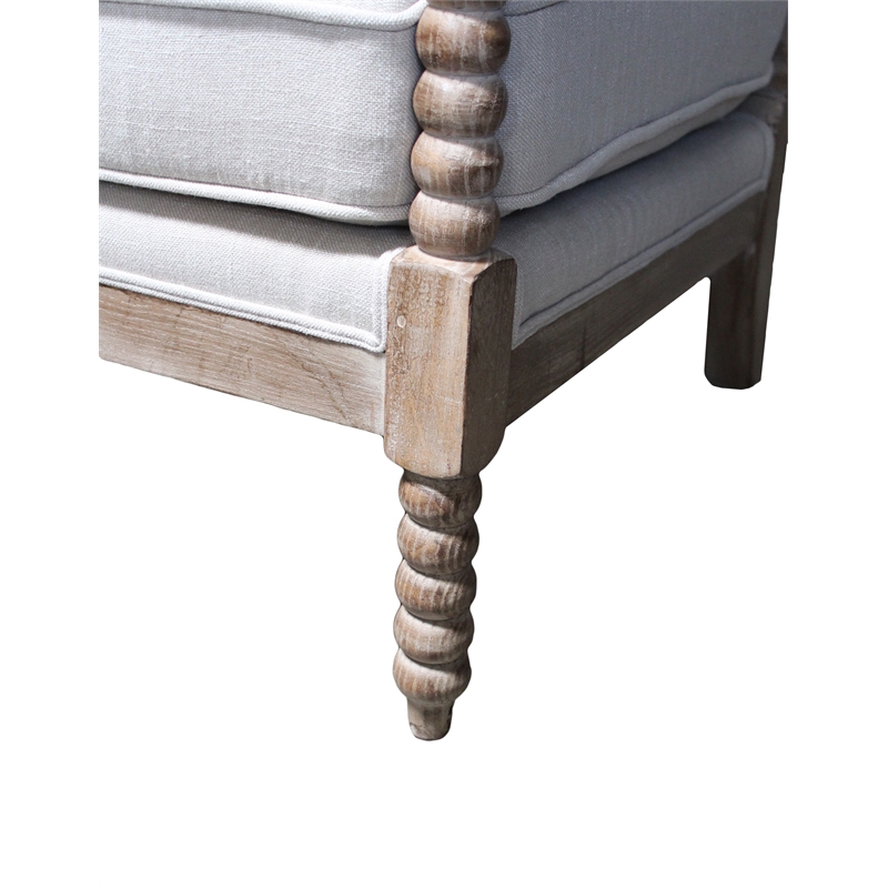 Wyndham Solid Wood Occasional Chair Upholstered in Ivory Linen Fabric