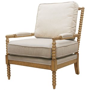 windsor solid wood occasional chair upholstered in ivory linen fabric
