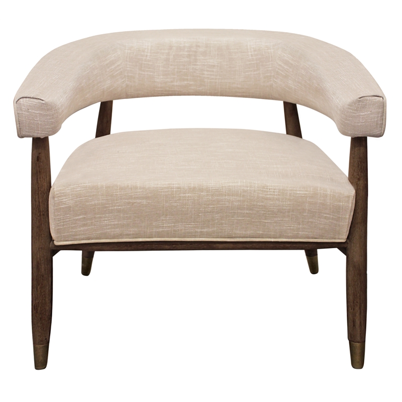 Quinn  Arm Chair with Solid Wood Frame Upholstered in Ivory Fabric
