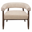 Quinn  Arm Chair with Solid Wood Frame Upholstered in Ivory Fabric