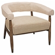 Quinn  Arm Chair with Solid Wood Frame Upholstered in Ivory Fabric