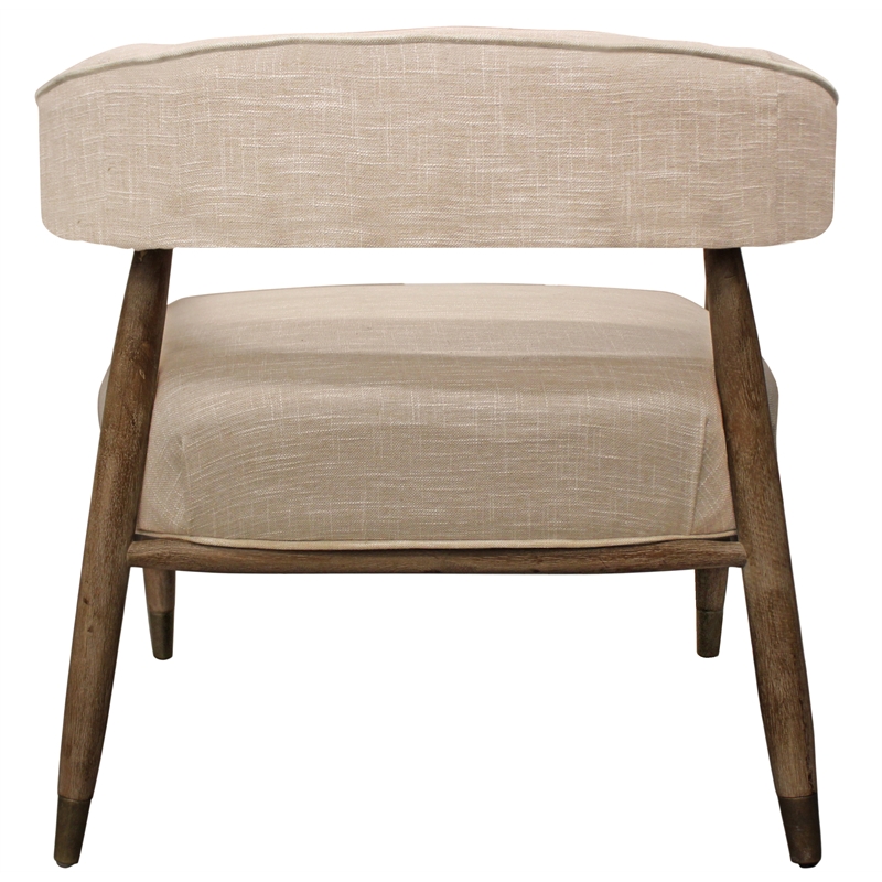 Quinn  Arm Chair with Solid Wood Frame Upholstered in Ivory Fabric