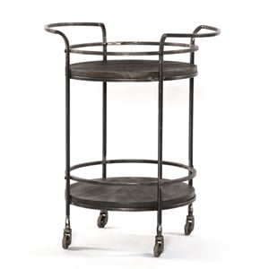 Onyx Glen Bar Cart in Transitional Gray Finish on Solid Wood with Iron Frame