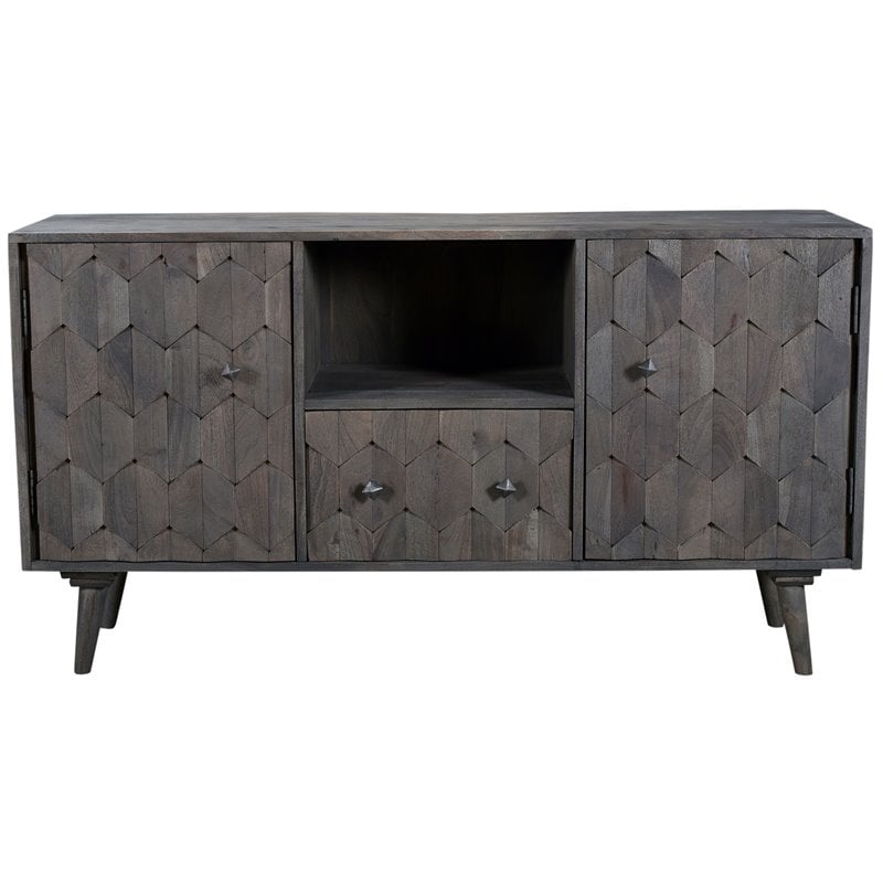 Onyx Solid Wood Media Cabinet in Gray