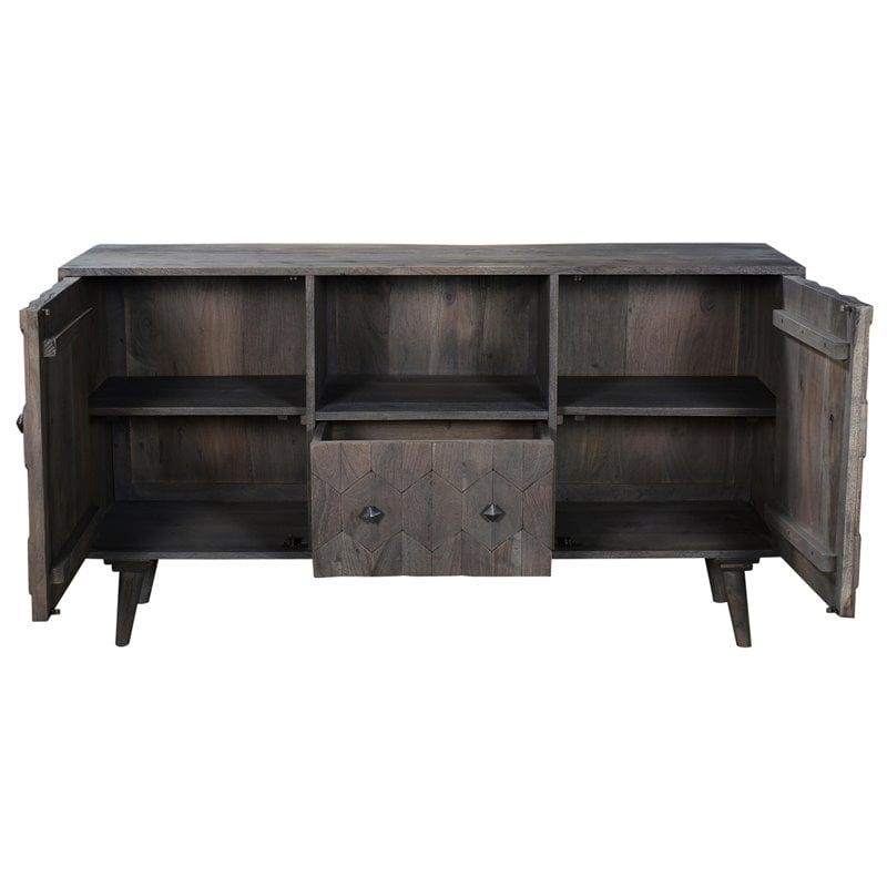 Onyx Solid Wood Media Cabinet in Gray
