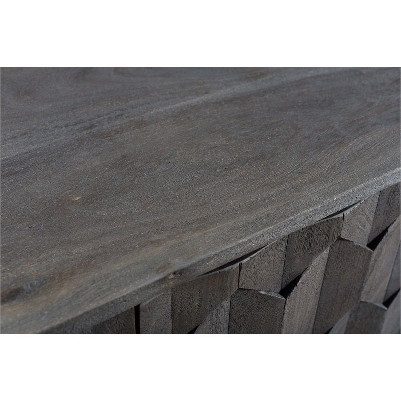 Onyx Solid Wood 2 Door Sideboard with Hand-Carved Details in Gray