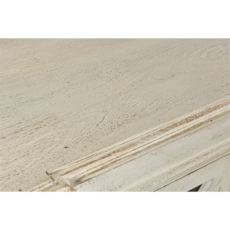 Carmenita Carlyle Solid Wood 3 Door Sideboard with Glass Inserts in White