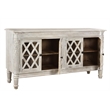 Carmenita Carlyle Solid Wood 4 Door Sideboard with Glass Inserts in White