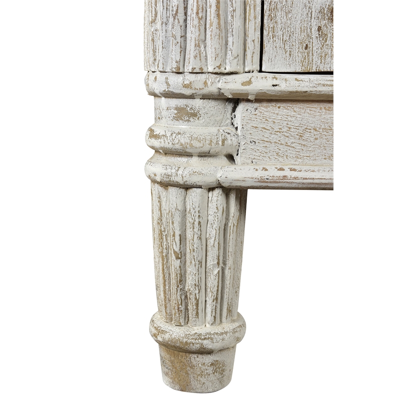 Carmenita Carlyle Solid Wood 4 Door Sideboard with Glass Inserts in White