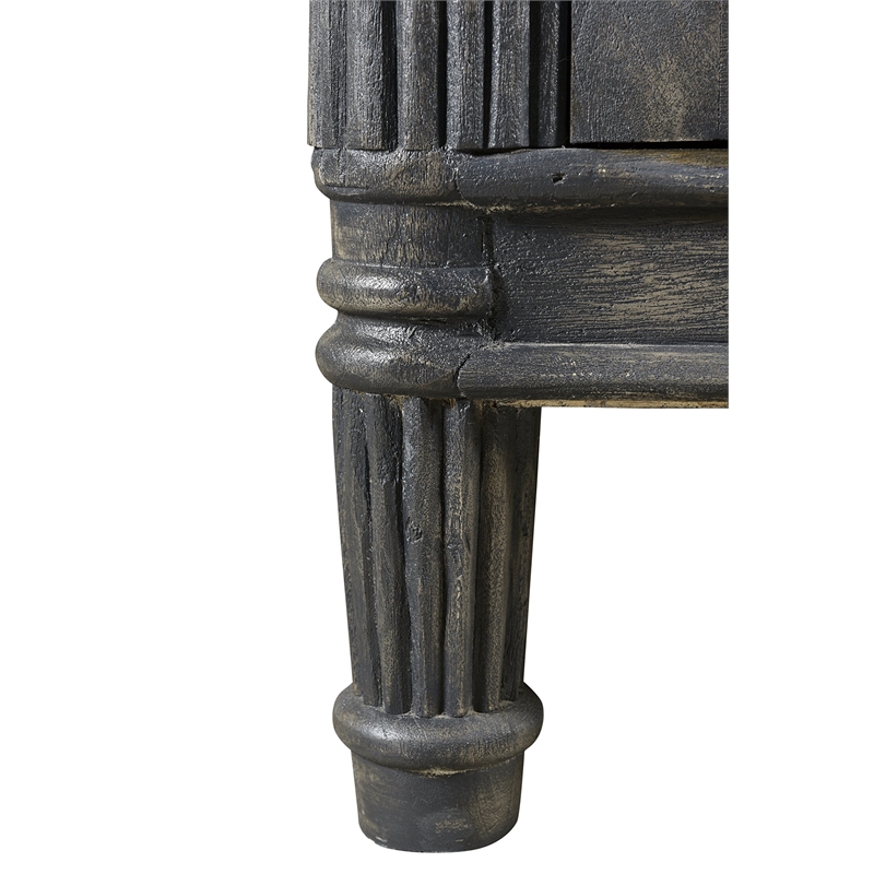 Carmenita Carlyle Solid Wood 4 Door Sideboard with Glass Inserts in Gray