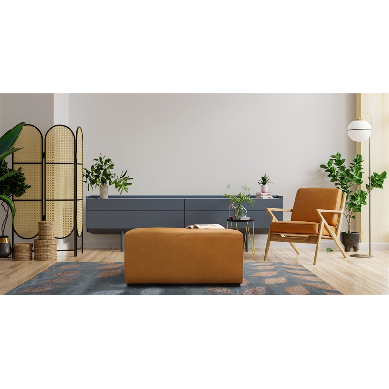 Java Solid Wood Cocktail Table with Leather Cover