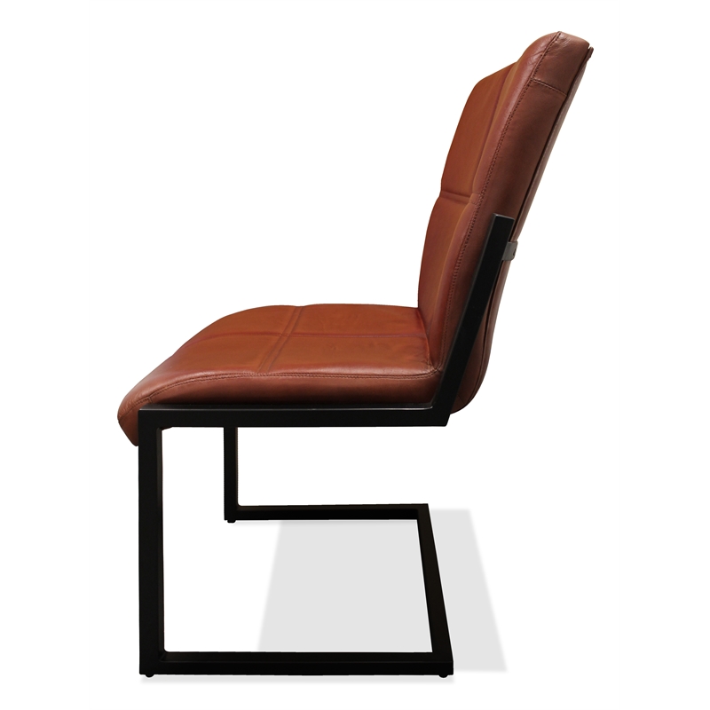 Kurtz Leather Upholstered Side Chair with Cast Iron Frame in Mahogany
