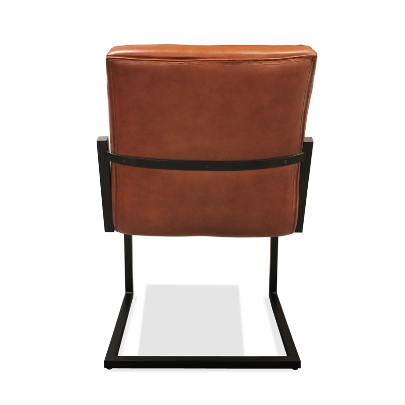 Kurtz Leather Upholstered Side Chair with Cast Iron Frame in Mahogany