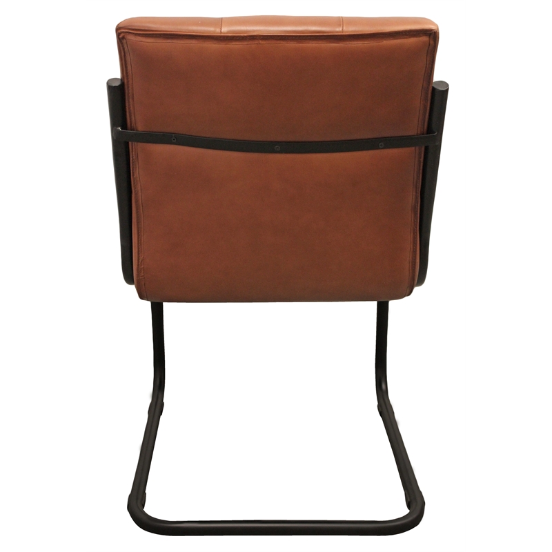 Kurtz Leather Upholstered Side Chair with Cast Iron Frame in Mahogany