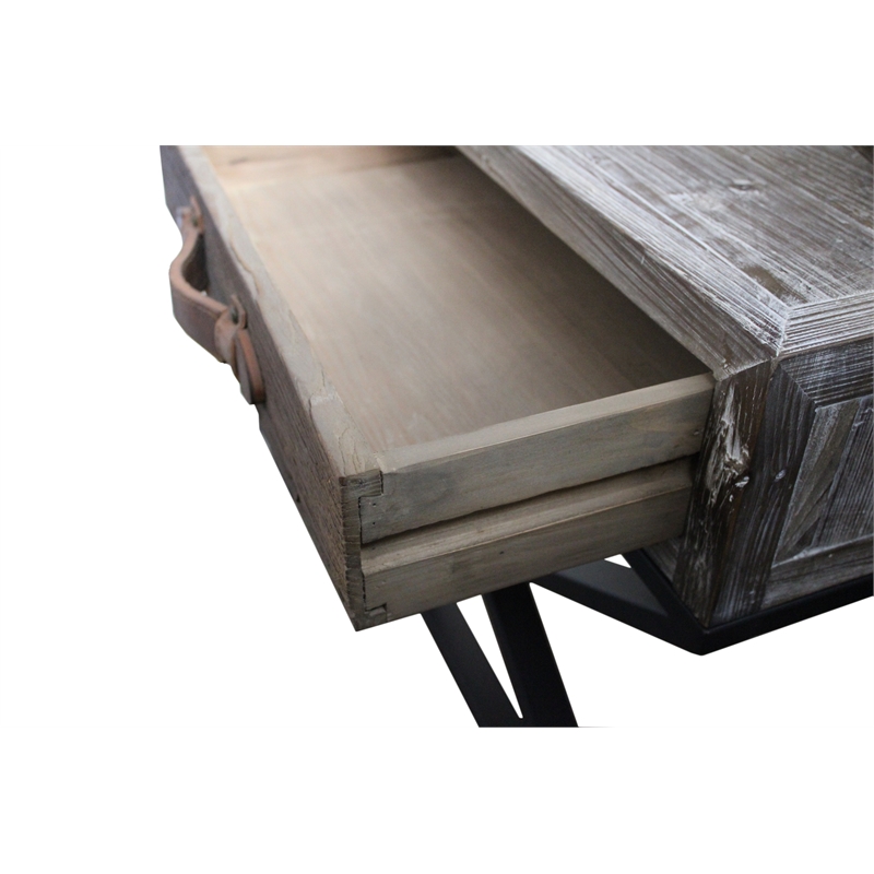 Syracuse Fisher Solid Wood 3 Drawer Console Table in Brown