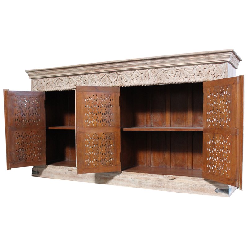 Carter Toro Solid Wood 4 Door Sideboard  in Antique White