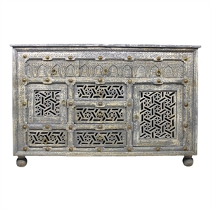 Carter Burman 2-Door 7-Drawer Sideboard in Aged Gray on Mango Solid Wood