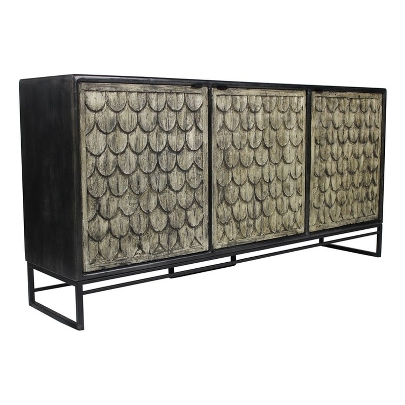 Redondo Ezra Solid Wood 4 Door Sideboard in Brown