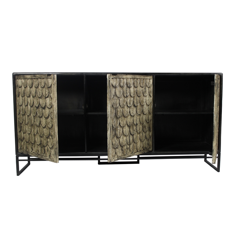 Redondo Ezra Solid Wood 4 Door Sideboard in Brown