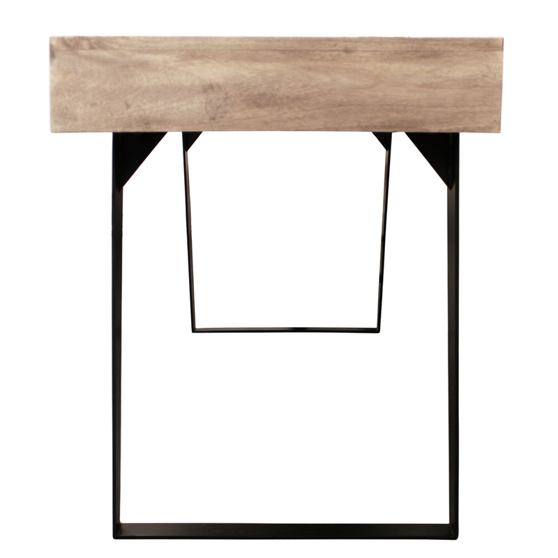 Sloane Solid Wood 3 Drawer Desk with Cast Iron Legs in Beige