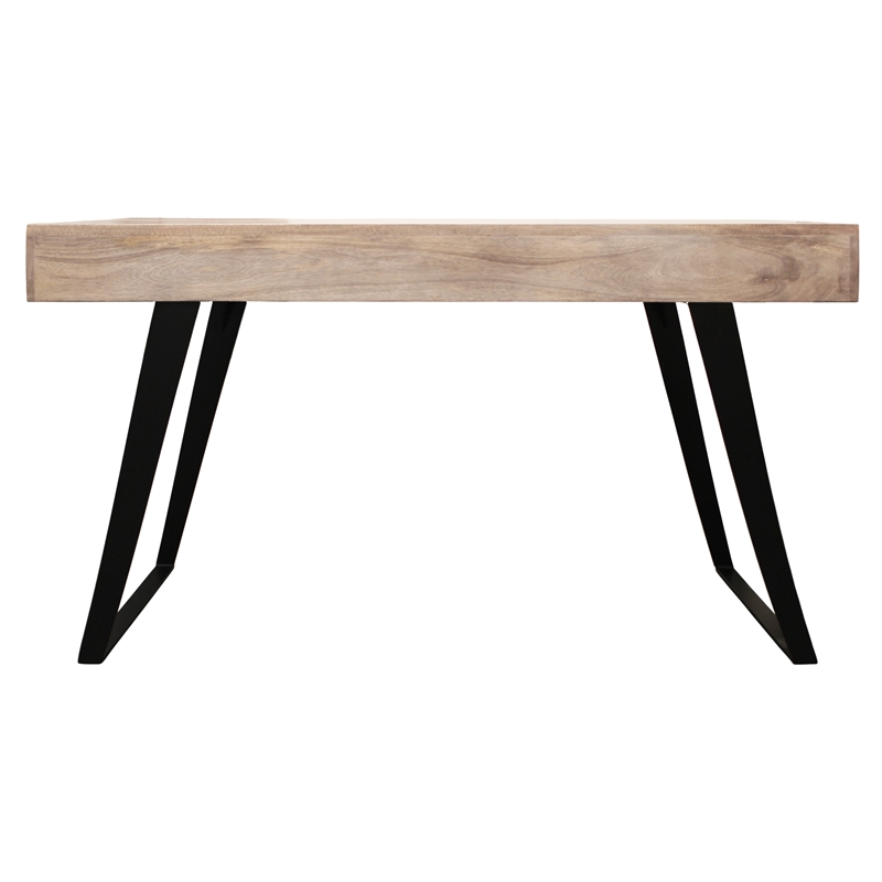 Sloane Solid Wood 3 Drawer Desk with Cast Iron Legs in Beige
