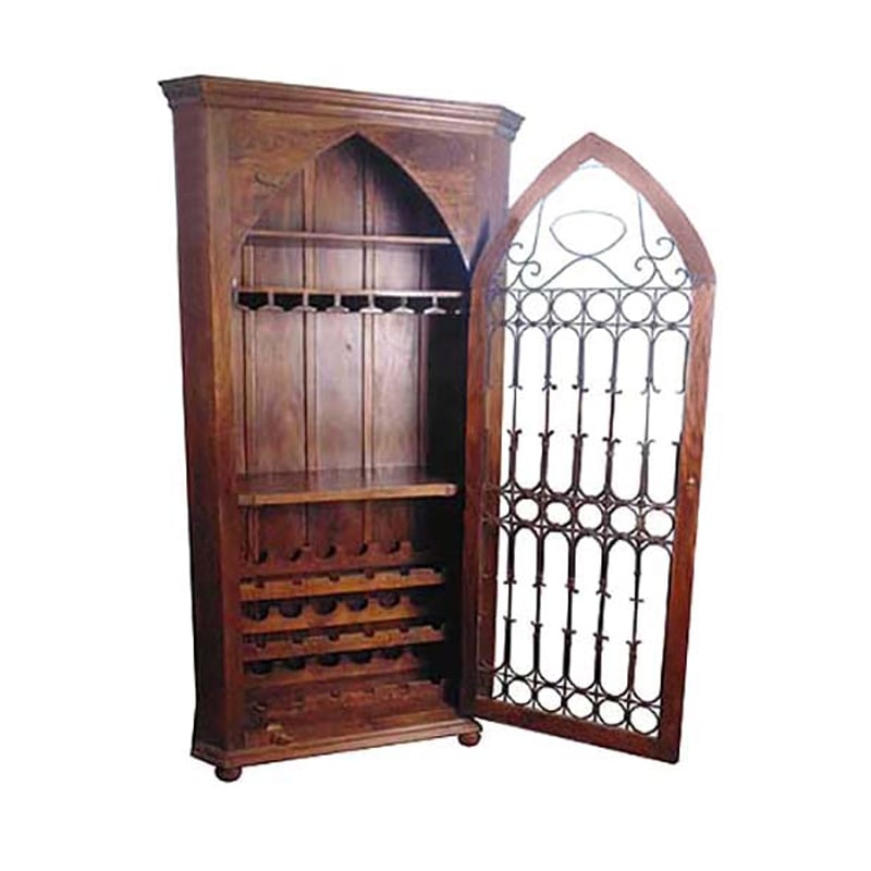 Frankfurt Solid Wood Wine Cabinet in Mahogany
