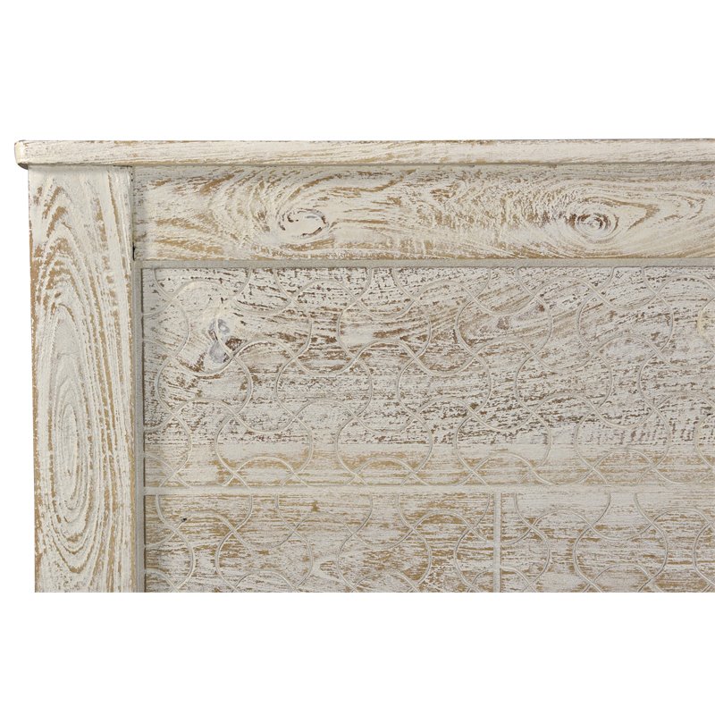 Gridley Mango Solid Wood Hand-Carved Queen Bed in White Wash