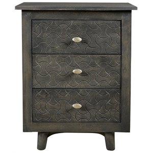 gridley solid wood 3 drawer hand-carved nightstand in gray wash