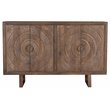 Albert Solid Wood Cabinet with 4 Hand-Carved Doors in Brown Finish