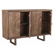 Albert Solid Wood Cabinet with 4 Hand-Carved Doors in Brown Finish