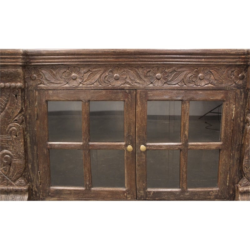 Crane Solid Wood 2 Door Hand-Carved Sideboard in Brown