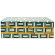 Hymn Mango Solid Wood Grid Box in Blue with Geometric Design