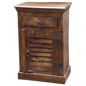troy solid wood 1 drawer 1 door nightstand in brown