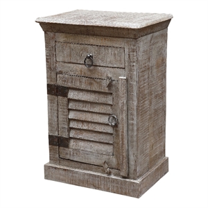 troy solid wood 1 drawer 1 door nightstand in gray
