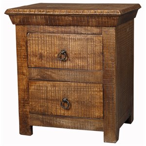 troy solid wood 2 drawer nightstand in brown
