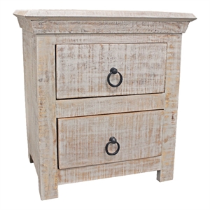 troy 2-drawer solid wood nightstand in light gray wash