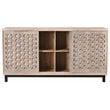 Combe Solid Wood 3 Sliding Door Sideboard on Cast Iron Base in Gray Wash