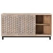 Combe Solid Wood 3 Sliding Door Sideboard on Cast Iron Base in Gray Wash