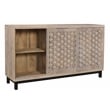 Combe Solid Wood 3 Sliding Door Sideboard on Cast Iron Base in Gray Wash