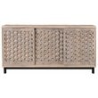 Combe Solid Wood 3 Sliding Door Sideboard on Cast Iron Base in Gray Wash